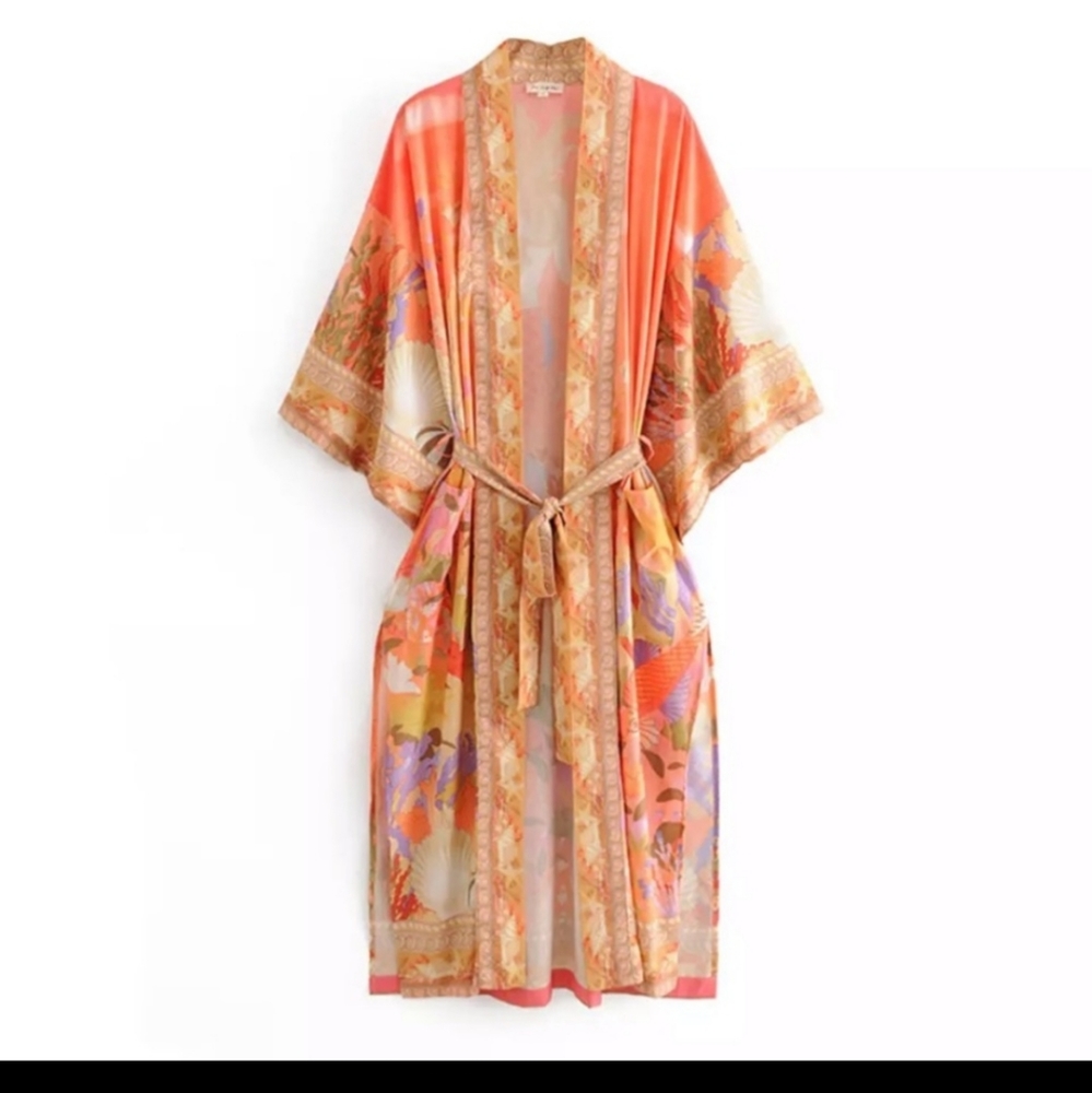 Mermaid Dreams Boho Kimono Duster Robe Coverup - Picture 4 of 8